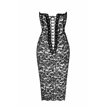 Сукня Noir Handmade F301 Catalyst, M, black, міді, мереживо, відкриті плечі, шнурівка на спині