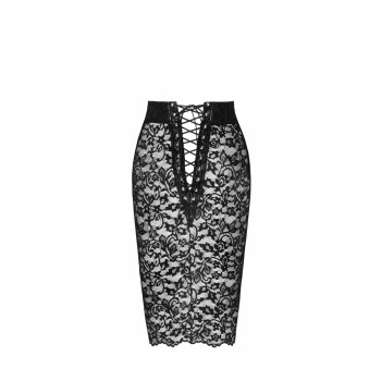 Юбка Noir Handmade F302 Ambivalence, L, black, кружево, длина за колени, шнуровка сзади