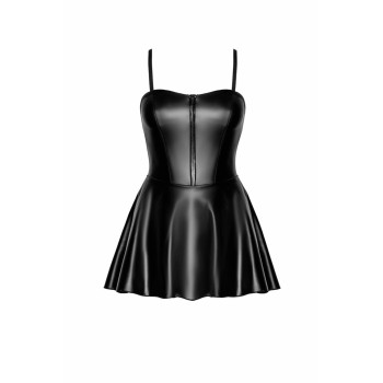 Сукня Noir Handmade F308 Dreamer, XL, міні, під латекс, відкриті плечі, спідниця кльош, блискавка спереду