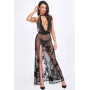 Сукня Noir Handmade F312 Divinity, XL, black, прозора, до підлоги, відкрита спина, розріз збоку