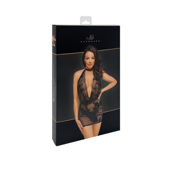 Платье Noir Handmade F313 Mythos, XXL, black, прозрачное, мини, открытая спина, декор из стразов