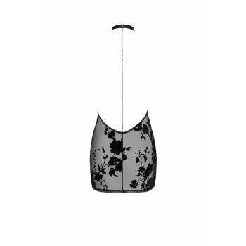 Платье Noir Handmade F313 Mythos, 3XL, black, прозрачное, мини, открытая спина, декор из стразов