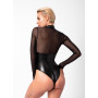 Боді Noir Handmade F321 Edge, 3XL, низ під латекс, верх сітка, блискавка на все тіло, декор кільця