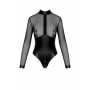Боді Noir Handmade F321 Edge, 3XL, низ під латекс, верх сітка, блискавка на все тіло, декор кільця