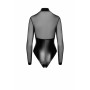 Боді Noir Handmade F321 Edge, 3XL, низ під латекс, верх сітка, блискавка на все тіло, декор кільця