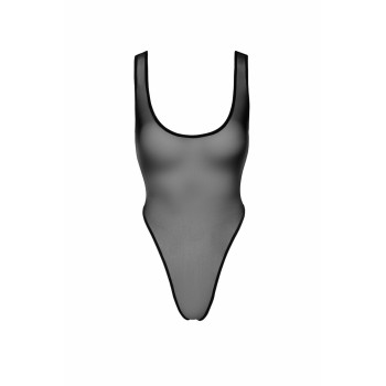 Боди Noir Handmade F322 Paparazzi, S, прозрачное, низ стринги, высокие вырезы