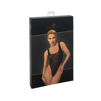 Боди Noir Handmade F322 Paparazzi, XXL, прозрачное, низ стринги, высокие вырезы