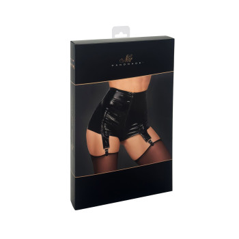 Шортики Noir Handmade F325 Glam, S, black, винил, высокая талия, крепления для чулок, с доступом