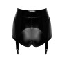 Шортики Noir Handmade F325 Glam, L, black, вініл, висока талія, кріплення для панчіх, з доступом