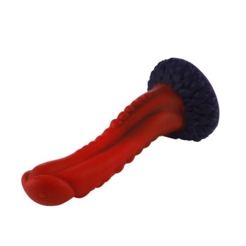 Фаллоимитатор для секс-машин Hismith 8.35″ Curved Silicone Dildo Red Monster Series, система KlicLok
