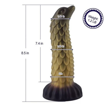 Фалоімітатор для секс-машин Hismith 8.5″ Squama Beast Silicone Dildo Monster Series, KlicLok