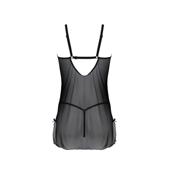 Пеньюар Passion DROSERA CHEMISE black, XXL/XXXL, кружевной лиф со стрепами, трусики в комплекте