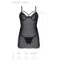 Пеньюар Passion DROSERA CHEMISE black, XXL/XXXL, кружевной лиф со стрепами, трусики в комплекте