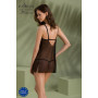 Пеньюар Passion DROSERA CHEMISE black, XXL/XXXL, кружевной лиф со стрепами, трусики в комплекте