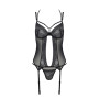 Корсет Passion DROSERA CORSET black, L/XL, з кріпленнями для панчіх, трусики в комплекті