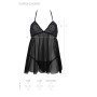Пеньюар Passion KERRIA CHEMISE black, L/XL, мереживний верх, трусики в комплекті