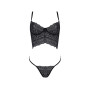 Комплект Passion KERRIA SET black, S/M, сітка+мереживо, бюстьє та стрінги