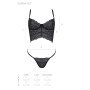 Комплект Passion KERRIA SET black, S/M, сітка+мереживо, бюстьє та стрінги