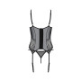 Корсет Passion LEAFA CORSET black S/M, м'які чашки, затискачі для панчіх, стрінги в комплекті
