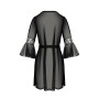 Пеньюар Passion LEAFA PEIGNOIR black, L/XL, довжина трохи вище коліна, широкі рукави, зав'язується на пояс