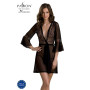 Пеньюар Passion LEAFA PEIGNOIR black S/M, довжина трохи вище коліна, широкі рукави, зав'язується на пояс