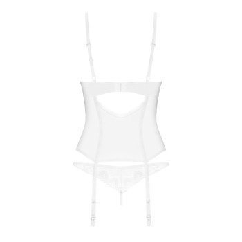 Корсет Obsessive Alissium corset&thong XL/2XL, гибкие косточки, открытая спина, стринги в комплекте
