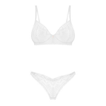 Комплект Obsessive Alissium 2-pcs set, XS/S, мереживо, ліф з м’якою чашкою, трусики танга