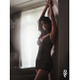 Пеньюар Obsessive Novenes chemise & thong, M/L, облегающий, прозрачный, со стрепами, стринги в компл