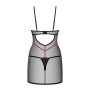 Пеньюар Obsessive Novenes chemise & thong, M/L, облегающий, прозрачный, со стрепами, стринги в компл