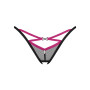 Трусики-стринги Obsessive Novenes crotchless thong, XS/S, сетка, стрепы, украшение со стразами