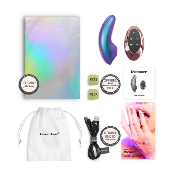 Вакуумный клиторальный стимулятор Love To Love DREAMER – IRIDESCENT TURQUOISE, ласки язычком, пульт