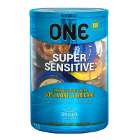 Набор презервативов ONE Super Sensitive, 100 шт, гладкие, с дополнительной смазкой, упаковка-тубус