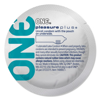 Презерватив ONE Pleasure Plus, 1 шт, з ребристою ділянкою на кінці, зі змазкою