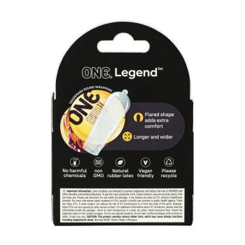 Презервативы ONE Legend XL, 3 шт, увеличенный размер, расширение на конце, картонная упаковка