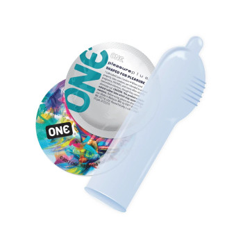 Презервативы ONE Pleasure Plus, 12 шт, с ребристым участком на конце, подарочная упаковка-тубус