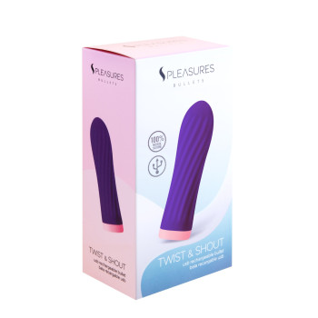 Вибропуля S Pleasures Bullets Twist & Shout Purple, фиолетовая, ребристая поверхность, 10 режимов