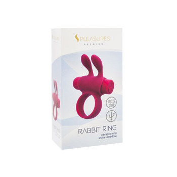 Эрекционное виброкольцо S Pleasures Premium Rabbit Ring, розовое, со съемной вибропулей и ушками