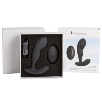 Вибромассажер простаты S Pleasures Premium Cozy, черный, с рельефной головкой, 10 режимов