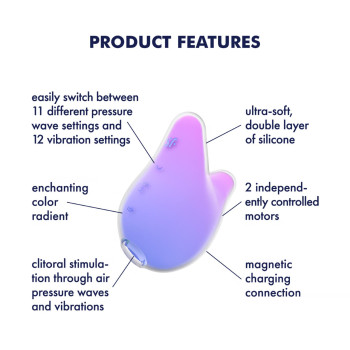 Вакуумный клиторальный стимулятор с вибрацией Satisfyer Mermaid Vibes Violet/Pink, 2 мотора