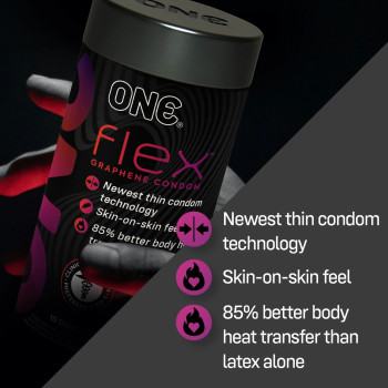 Презервативы ONE Flex Graphene, 10 шт, супертонкие, очень прочные, подарочная упаковка-тубус