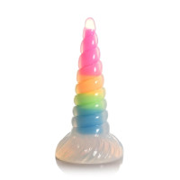 Фэнтезийный фаллоимитатор Creature Cocks Luminescent Rainbow Silicone Dildo, светится в темноте, 19,6 см