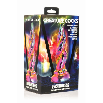 Фентезійний скляний фалоімітатор Creature Cocks Enchanting Rainbow Glass Dildo, 16 см