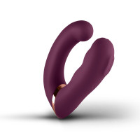 Двойной вибратор Rocks Off Gemini Burgundy, 2 мотора, по 10 режимов, сменное положение ручки