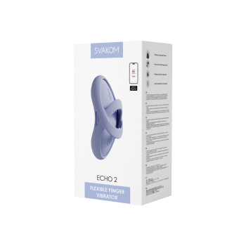 Смарт-вибратор для клитора Svakom Echo 2 Sky Blue, подогрев до 38 °C, съемная насадка на палец