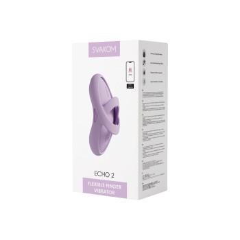 Смарт-вибратор для клитора Svakom Echo 2 Pink Lilac, подогрев до 38 °C, съемная насадка на палец