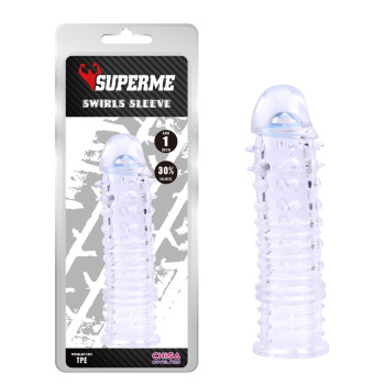 Насадка на пеніс рельєфна Chisa SuperMe Swirls Sleeve з закритою головкою