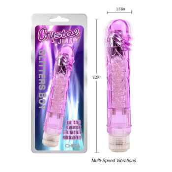 Прозрачный реалистичный вибратор Chisa Crystal Jellie на батарейках, фиолетовый