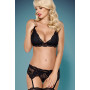 Комплект с поясом для чулок Obsessive 810-SEG-1 3 pcs set black S/M