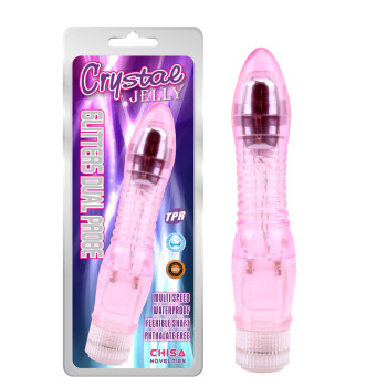 Вибратор прозрачный Chisa Crystal Jellie на батарейках, розовый