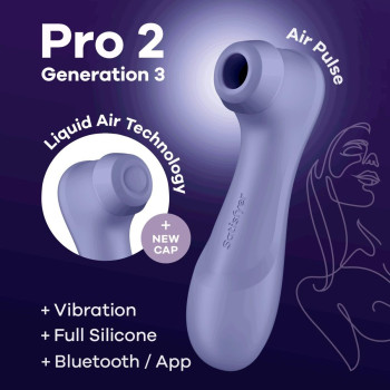 Вібратор кліторальний вакуумний SATISFYER PRO 2 покоління 3 BLUETOOTH бузковий